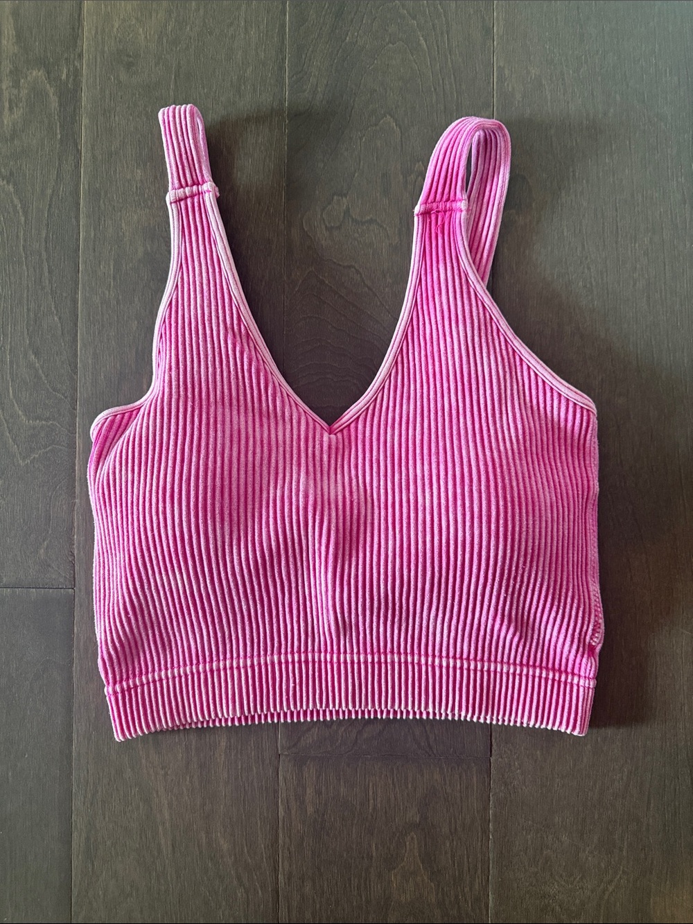Zenana Outfitters Pink Ribbed V-Neck Crop Camisole